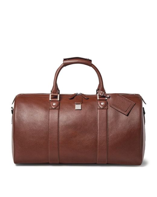 Aspinal Brown Leather Boston Holdall for men