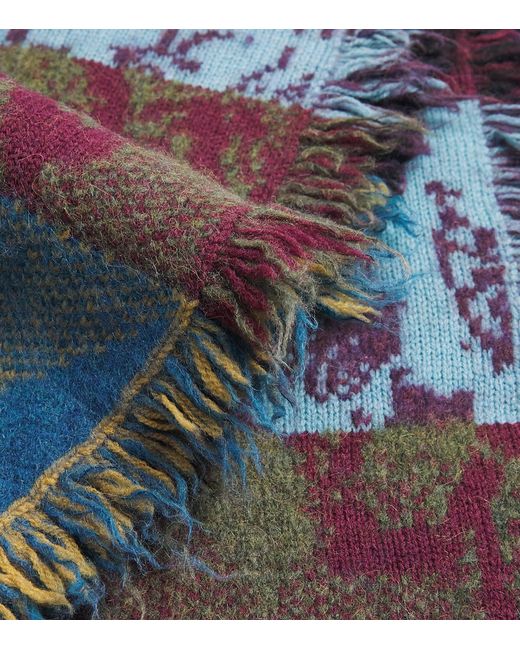 Dries Van Noten Blue Wool-Blend Patchwork Scarf for men