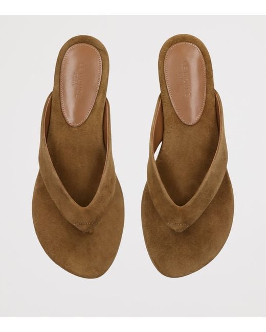 Le Monde Beryl Brown Suede Flip Flops