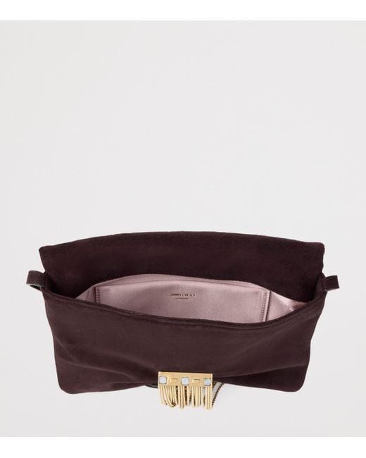 Jimmy Choo Brown Zandra Suede Embellished Shoulder Bag