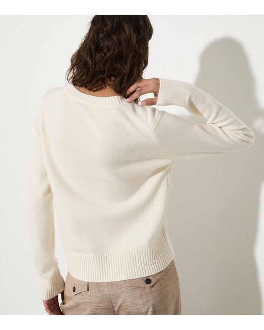 MAX&Co. White Wool-Cashmere Embroidered Sweater