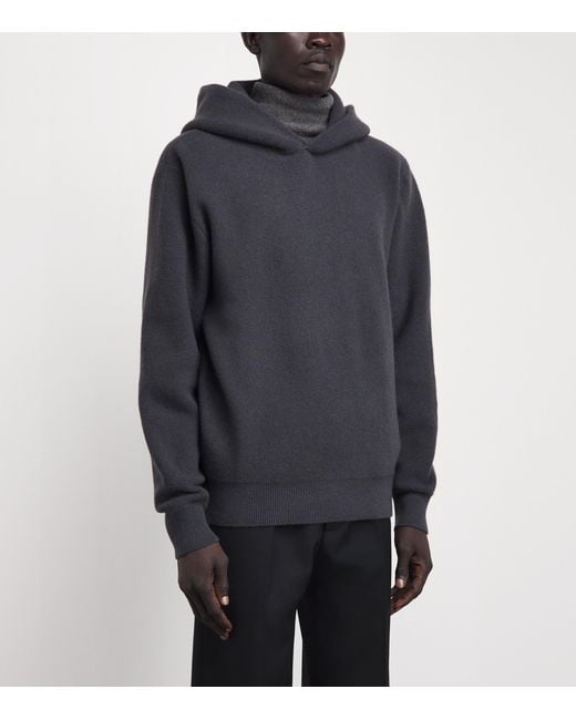 Lemaire Blue Stretch-Cashmere Oversized Hoodie for men