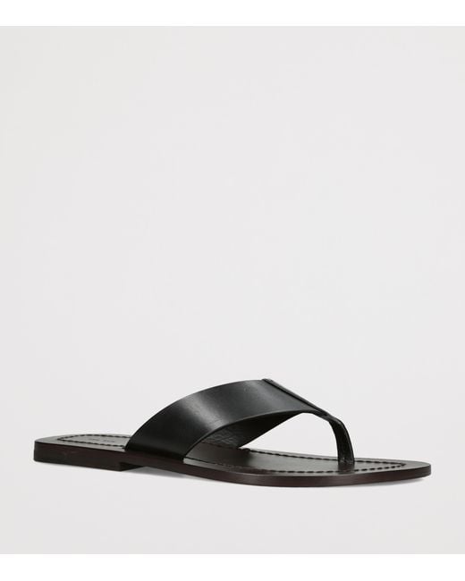 The Row Black Dan Leather Flip Flops for men