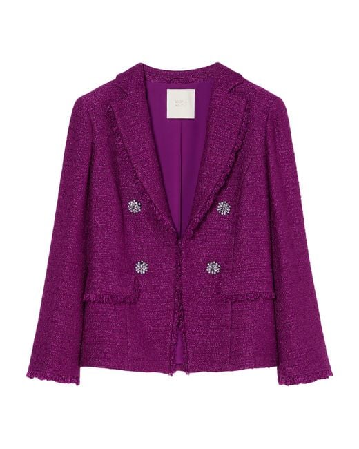 Marina Rinaldi Purple Tweed Double-Breasted Jacket