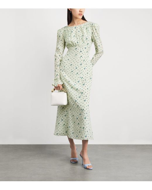 Alessandra Rich Green Silk Open-Back Maxi Dress