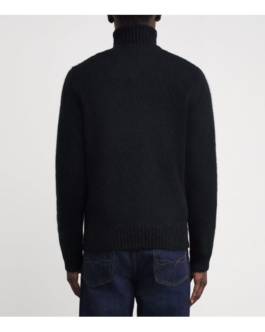 Polo Ralph Lauren Black Wool-Blend Ralph & Ricky Tuxedo Polo Bear Rollneck Sweater for men
