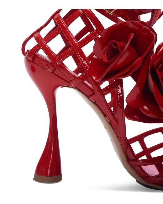 Balmain Red Patent Leather Eden Heeled Sandals 95