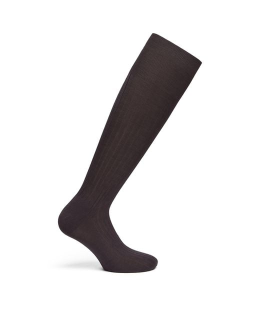 Zegna Black Cotton Ribbed Knee Socks for men