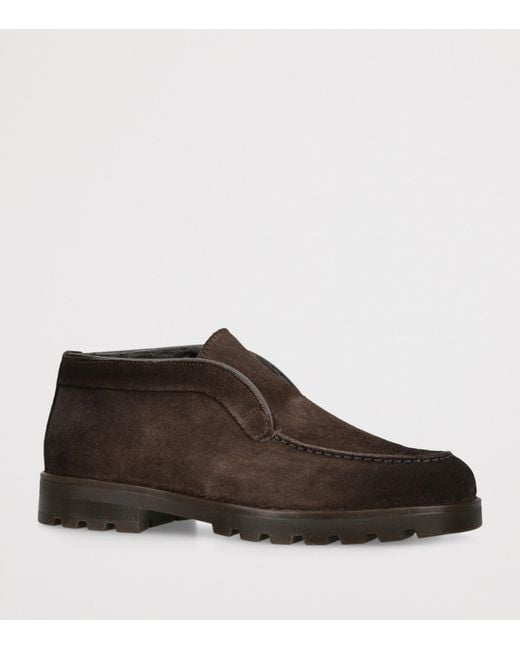 Santoni Brown Suede Detroit Desert Boots for men