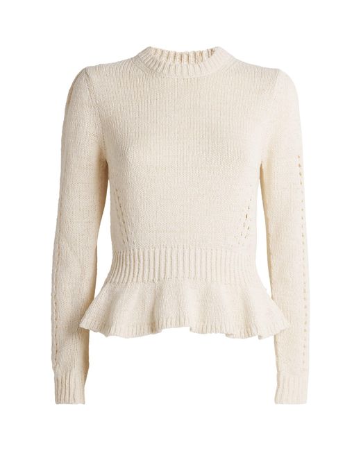 Ulla Johnson Natural Cotton-Blend Peplum Aurelie Sweater