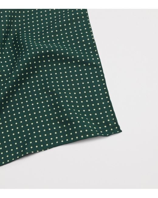 Dunhill Green Mulberry Silk Polka Dot Print Pocket Square for men