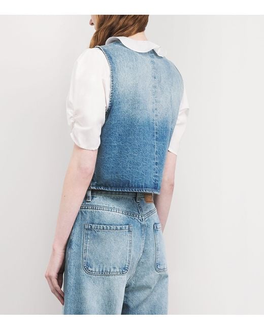 Sandro Blue Embellished Denim Waistcoat