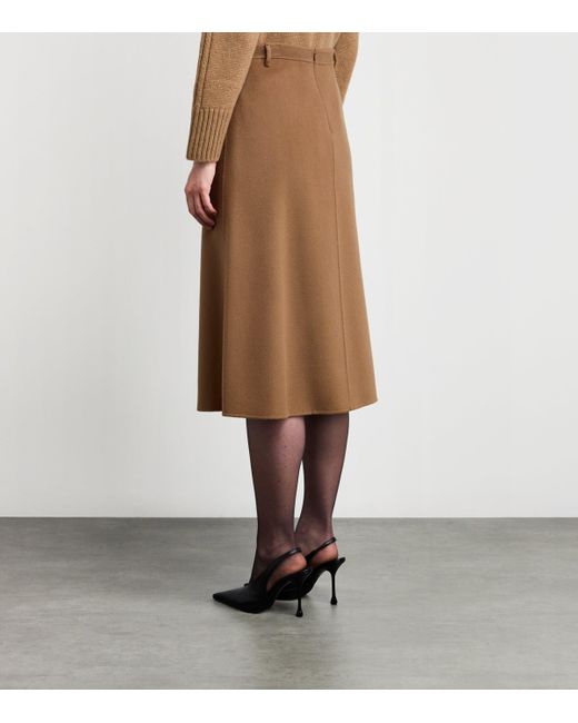 Max Mara Brown Virgin Wool Midi Skirt