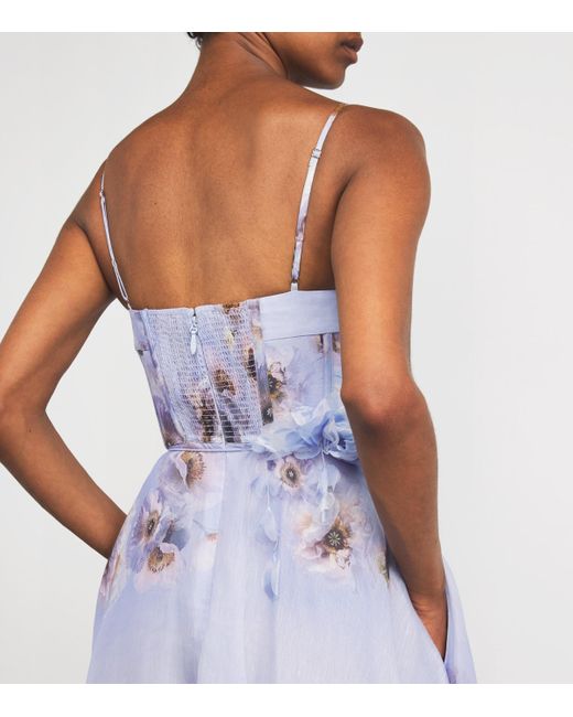 Zimmermann Purple Linen-Silk Hypnotic Picnic Midi Dress