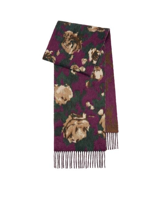 Burberry Purple Wool-Alpaca-Blend Rose Scarf