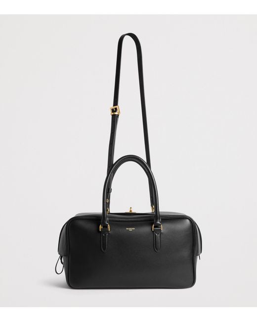 Balenciaga Black Lambskin Le 7 Bowling Bag