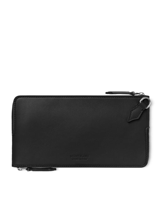 Montblanc Black Leather Meisterstück Double Phone Pouch for men