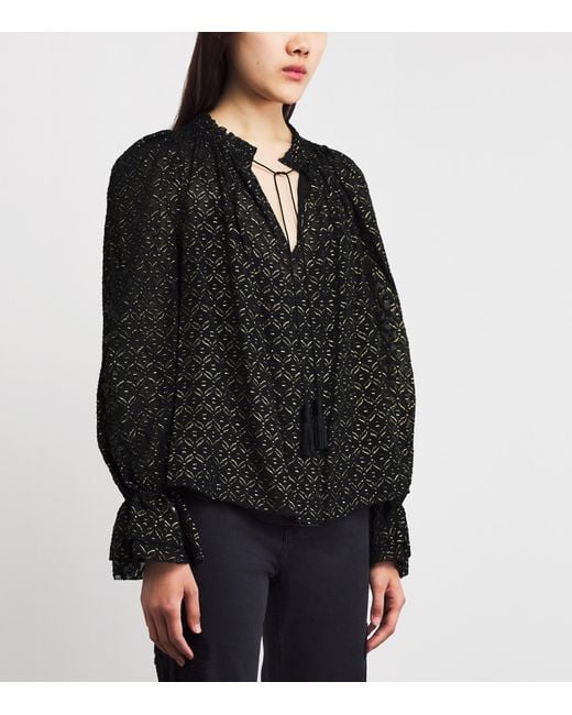 Veronica Beard Black Metallic Maxime Blouse