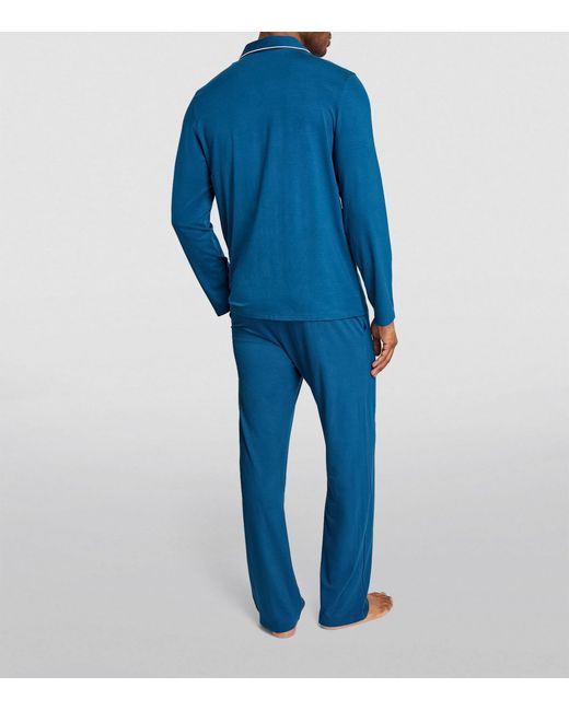 Derek Rose Blue Stretch-modal Basel Pyjama Set for men