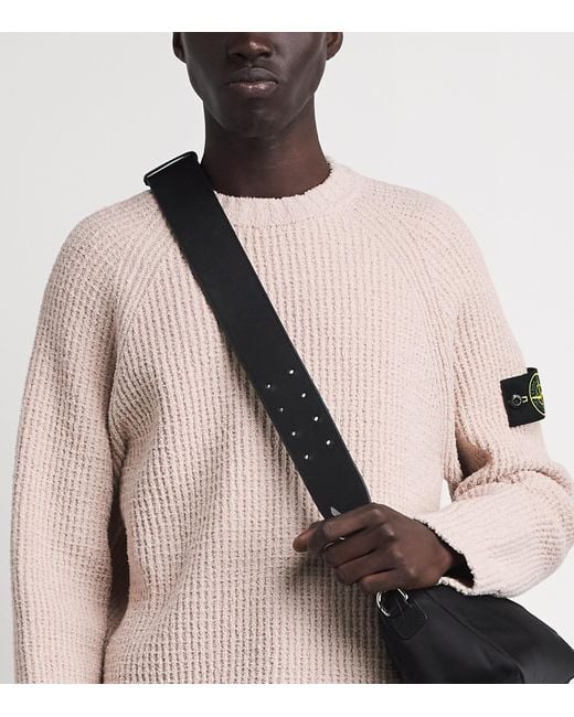 Stone Island Pink Bouclé Compass Patch Sweater for men