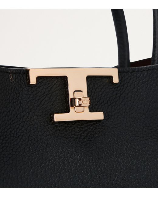 Tod's Black Small Leather Timeless T Shoulder Bag