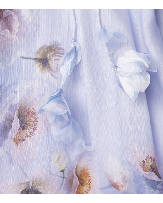 Zimmermann Purple Linen-Silk Hypnotic Picnic Midi Dress