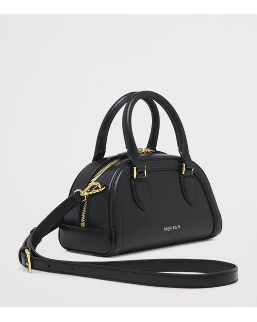 Alexander McQueen Black Mini Leather Birdee Boston Cross-Body Bag