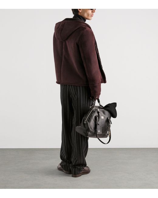 Dolce & Gabbana Brown Suede Fleece Hooded Jacket for men