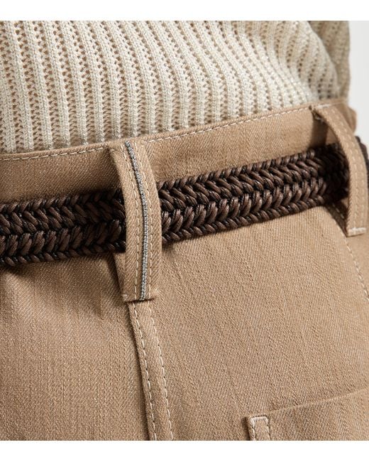 Brunello Cucinelli Natural Pleated Wide-Leg Jeans