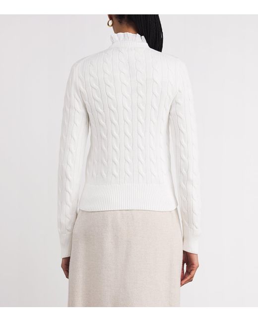 Polo Ralph Lauren White Cotton Cable-Knit Cardigan