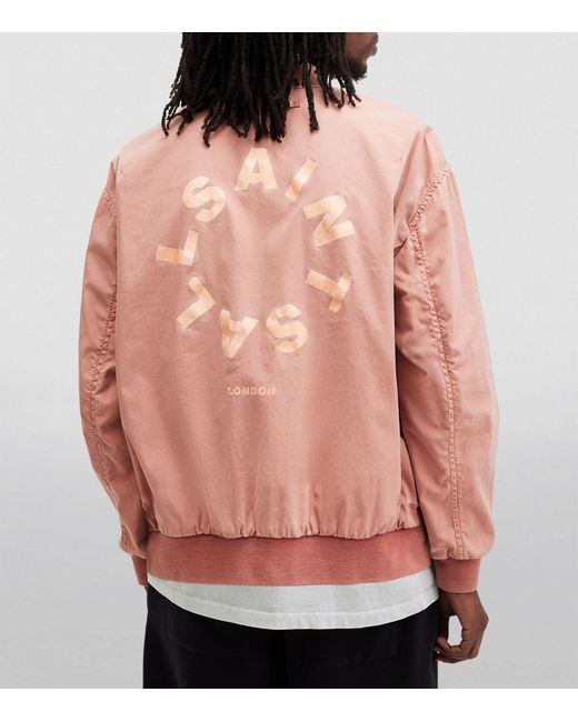 AllSaints Pink Tierra Faded Bomber Jacket for men