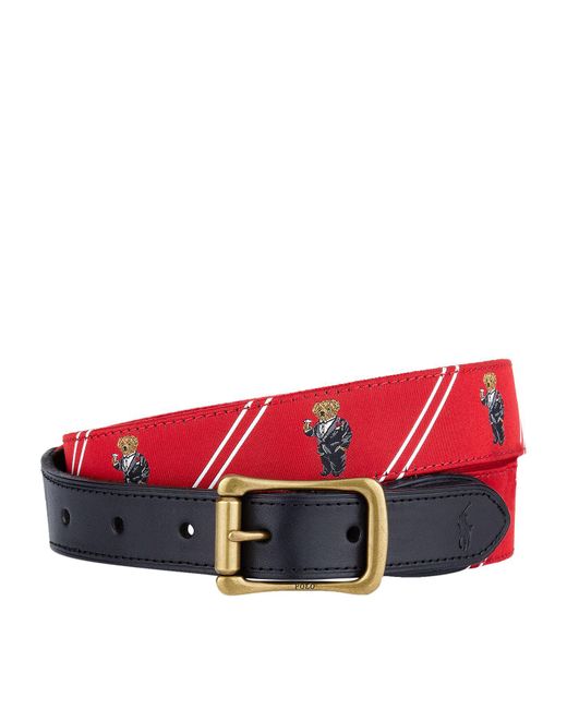 Polo Ralph Lauren Polo Bear Motif Belt in Red | Lyst