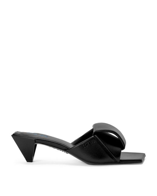 Loewe Black Leather Origami Sandals 45