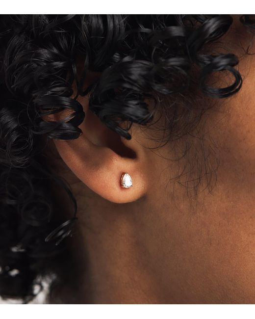Harrods White And Diamond Pear Stud Earrings
