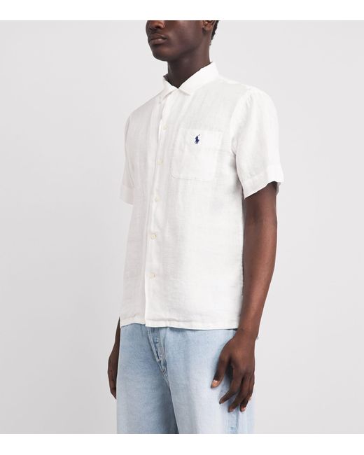 Polo Ralph Lauren White Linen Short-Sleeve Classic-Fit Shirt for men