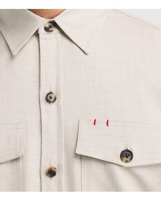 Isaia White Wool-Blend Overshirt for men