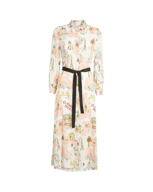 Claudie Pierlot Multicolor Paris-print Silk-crepe Midi Dress