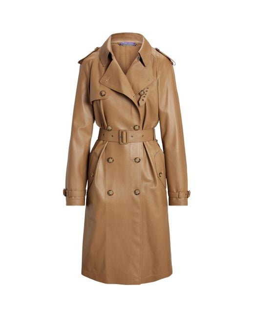 Ralph Lauren Brown Lambskin Niles Trench Coat