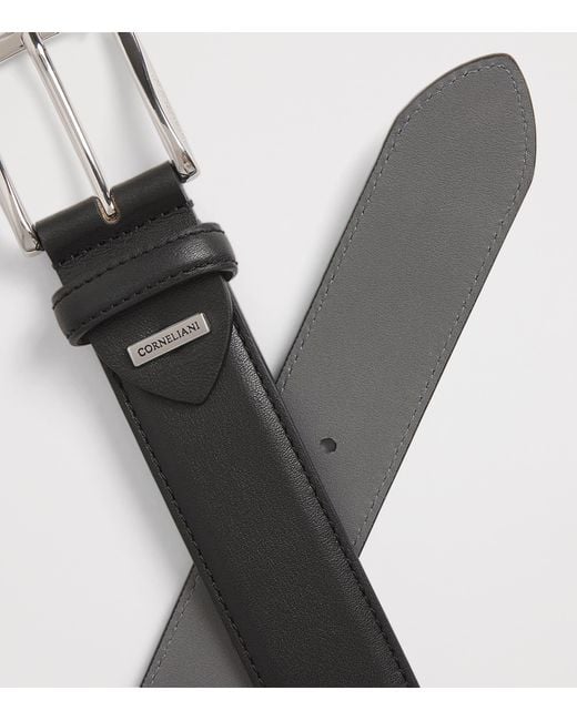 Corneliani Black Leather Belt for men