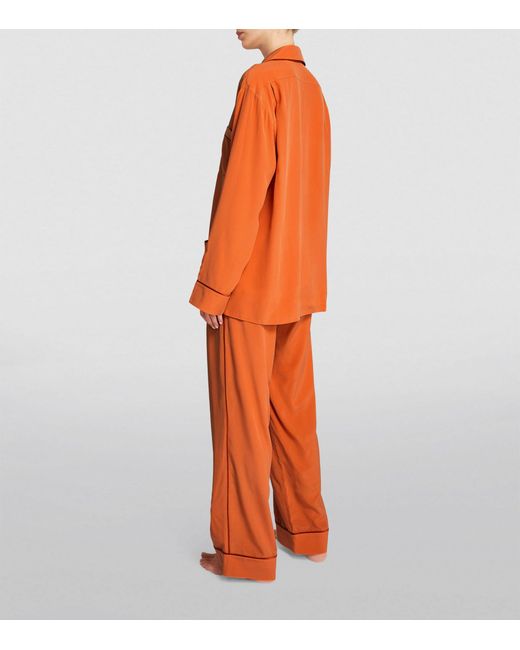 Olivia Von Halle Orange Silk Yves Pyjama Set