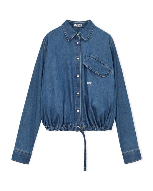 Loewe Blue Drawstring-Hem Denim Shirt
