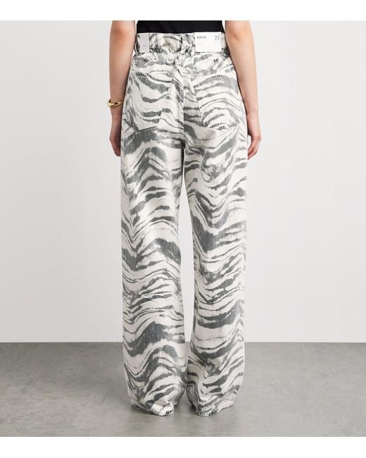 Agolde White Printed Lyonne Wide-Leg Jeans