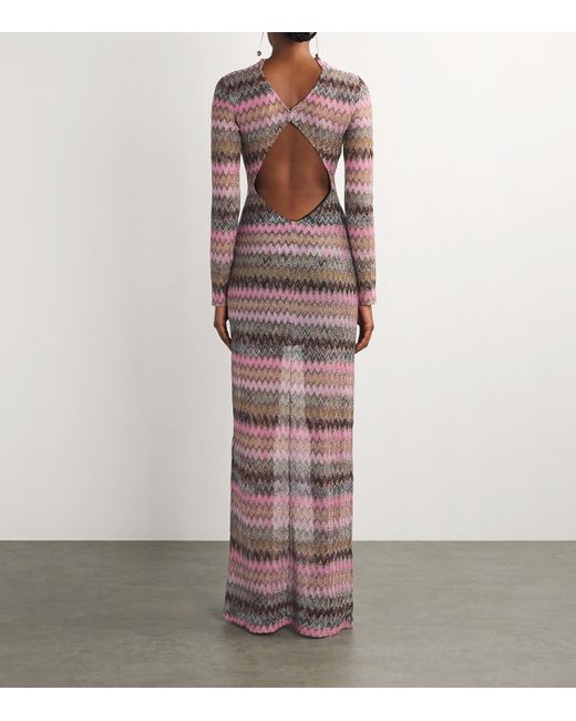 Missoni Pink Metallic Cut-Out Maxi Dress