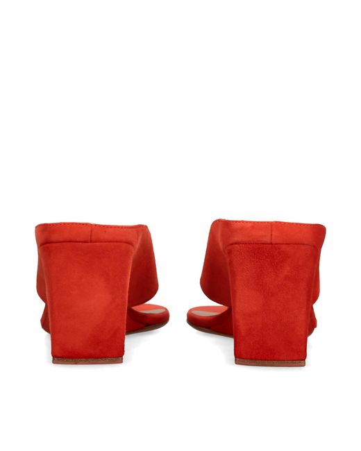 Alaïa Red Suede Cube Wedge Sandals 75