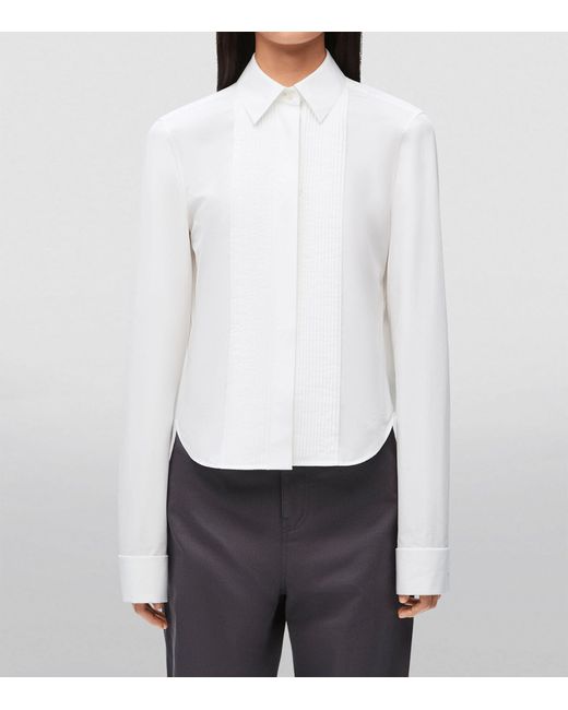 Loewe White Cotton Pleated Long-sleeve Shirt
