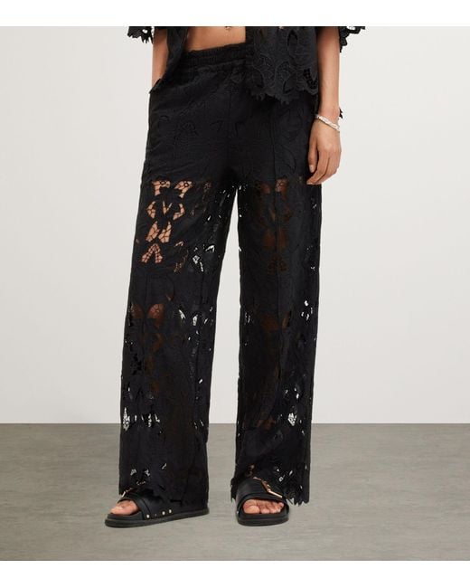 AllSaints Black Charli Embroidered Trousers