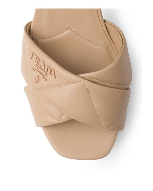Prada Natural Quilted Leather Platform Sandals 65