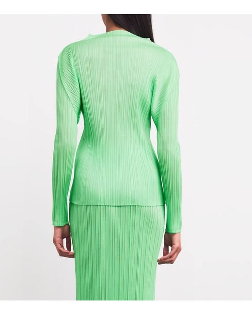 Pleats Please Issey Miyake Green New Colorful Basics 4 Long-Sleeve Top