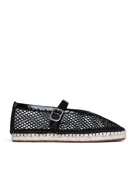 Alaïa Black Mesh-Leather Espadrille Ballet Flats