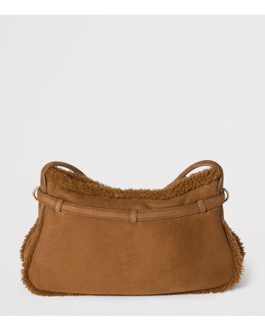 Miu Miu Brown Suede-Shearling Aventure Shoulder Bag